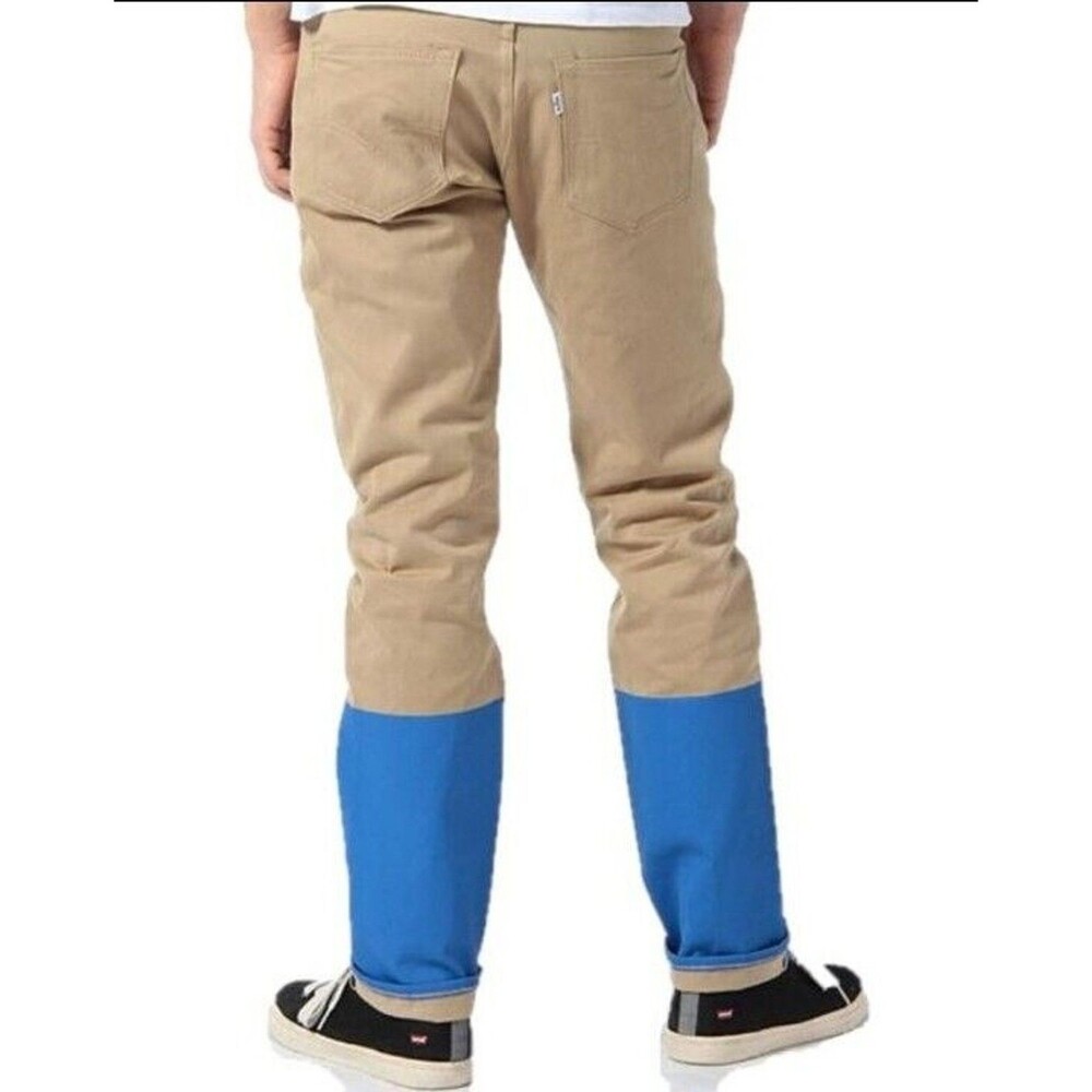 Rare Levi's 508 Men's 30X32 Regular Fit Tappered Leg Colorblock Tan/Blue Jeans
